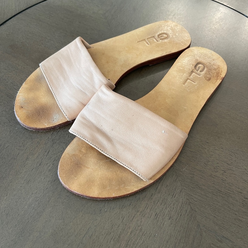 Grace Loves Lace Blush Leather Wedding Slippers – Size 7.5